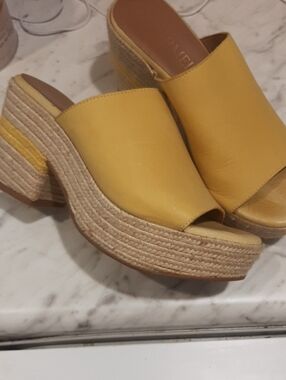 Yellow Espadrille Platform Mules by (Unknown)